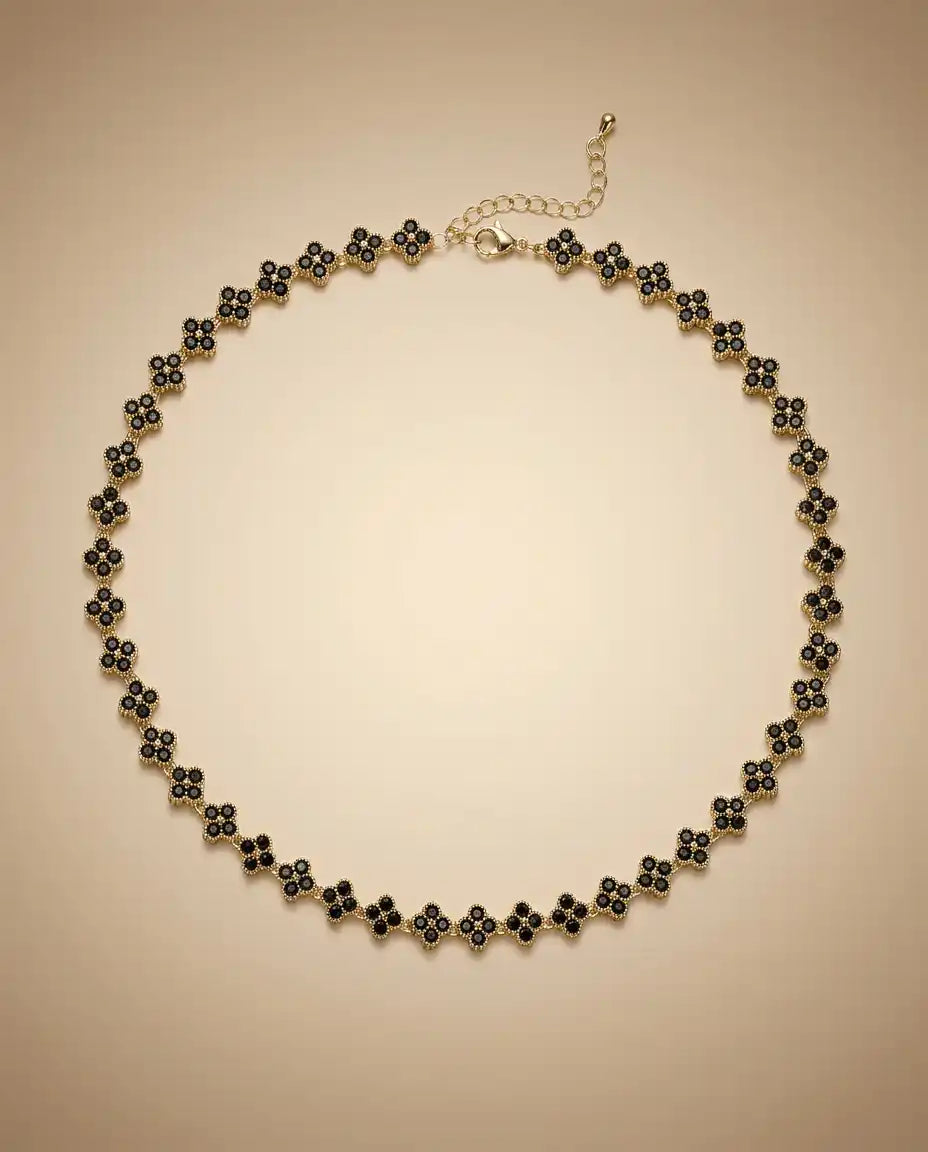 aphoriah GOLD Onyx Rosette® Link Necklace