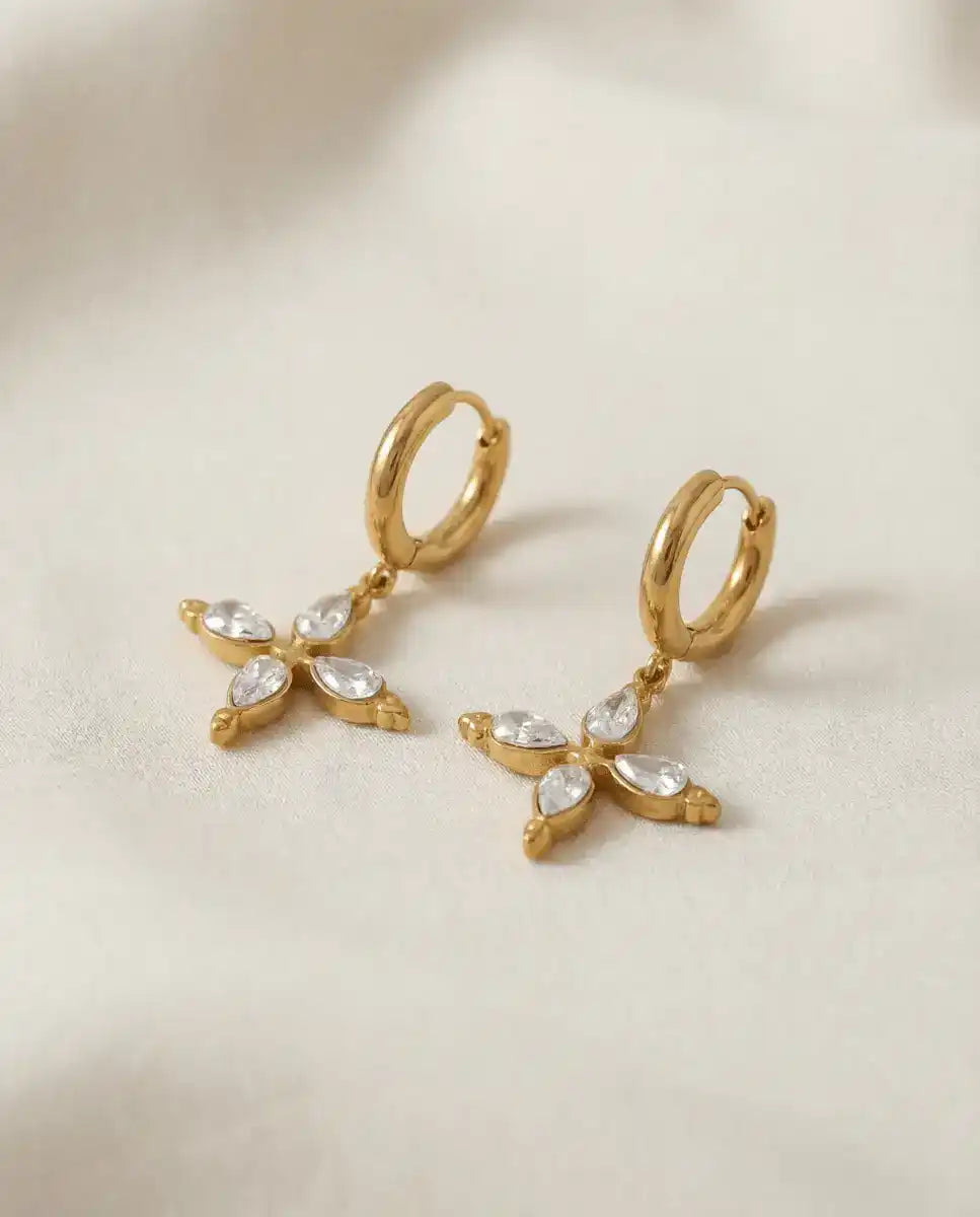 aphoriah GOLD Rivière® Drop Cross Earrings