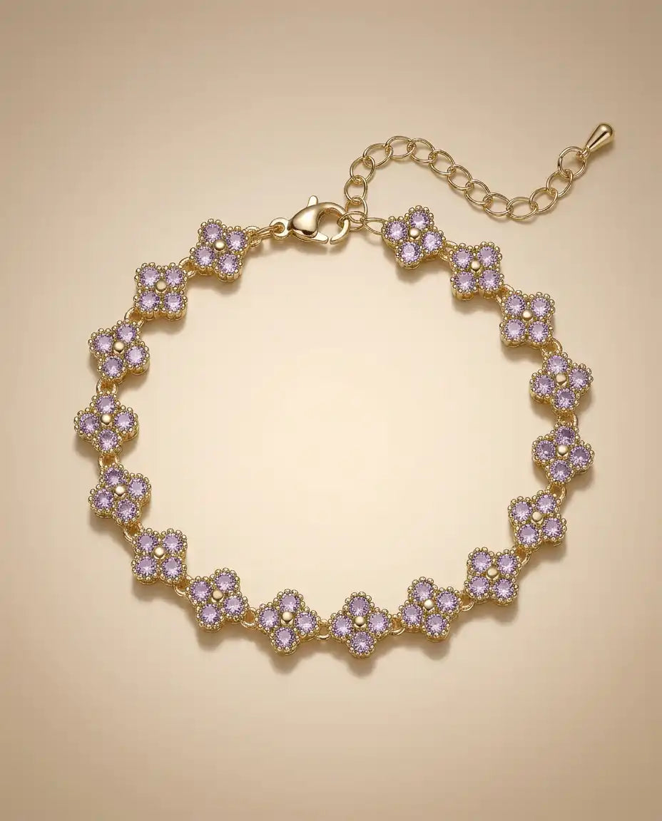 aphoriah GOLD Violet Rosette® Link Bracelet
