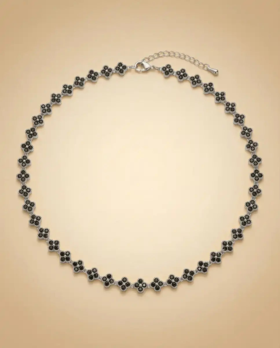 aphoriah SILVER Onyx Rosette® Link Necklace