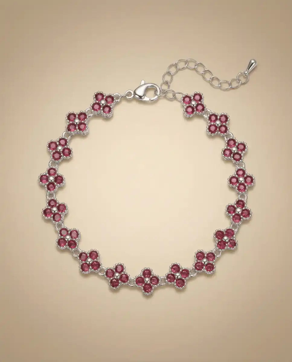 aphoriah SILVER Ruby Rosette® Link Bracelet